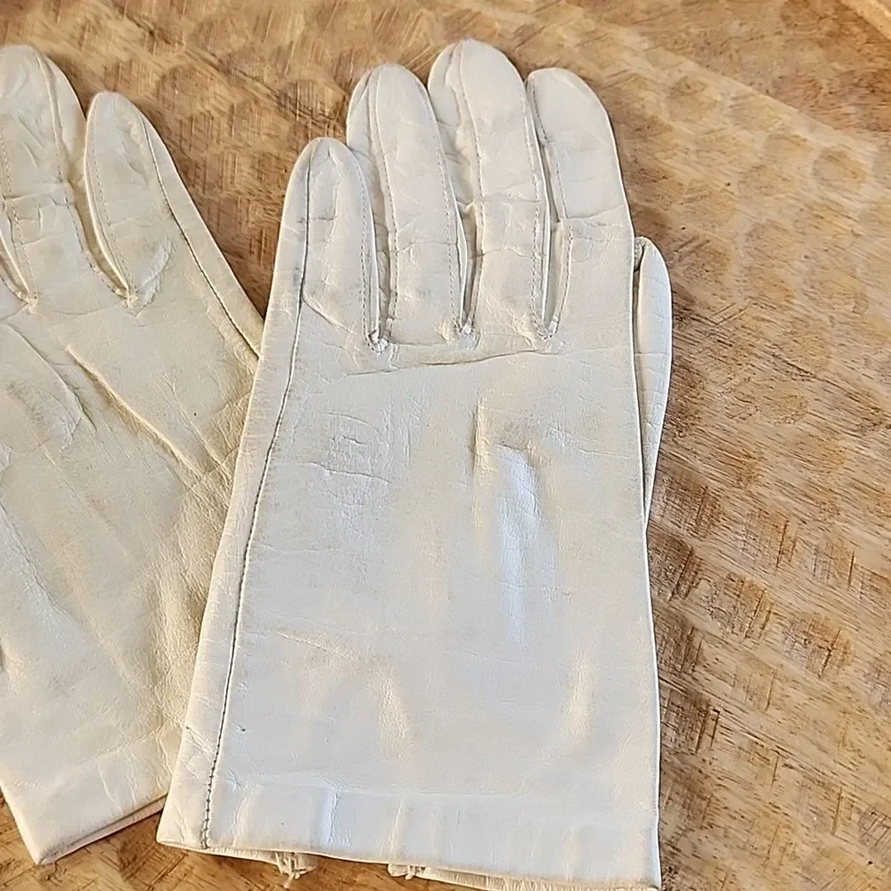 100% Silk & Leather Vintage Gloves WP 9633